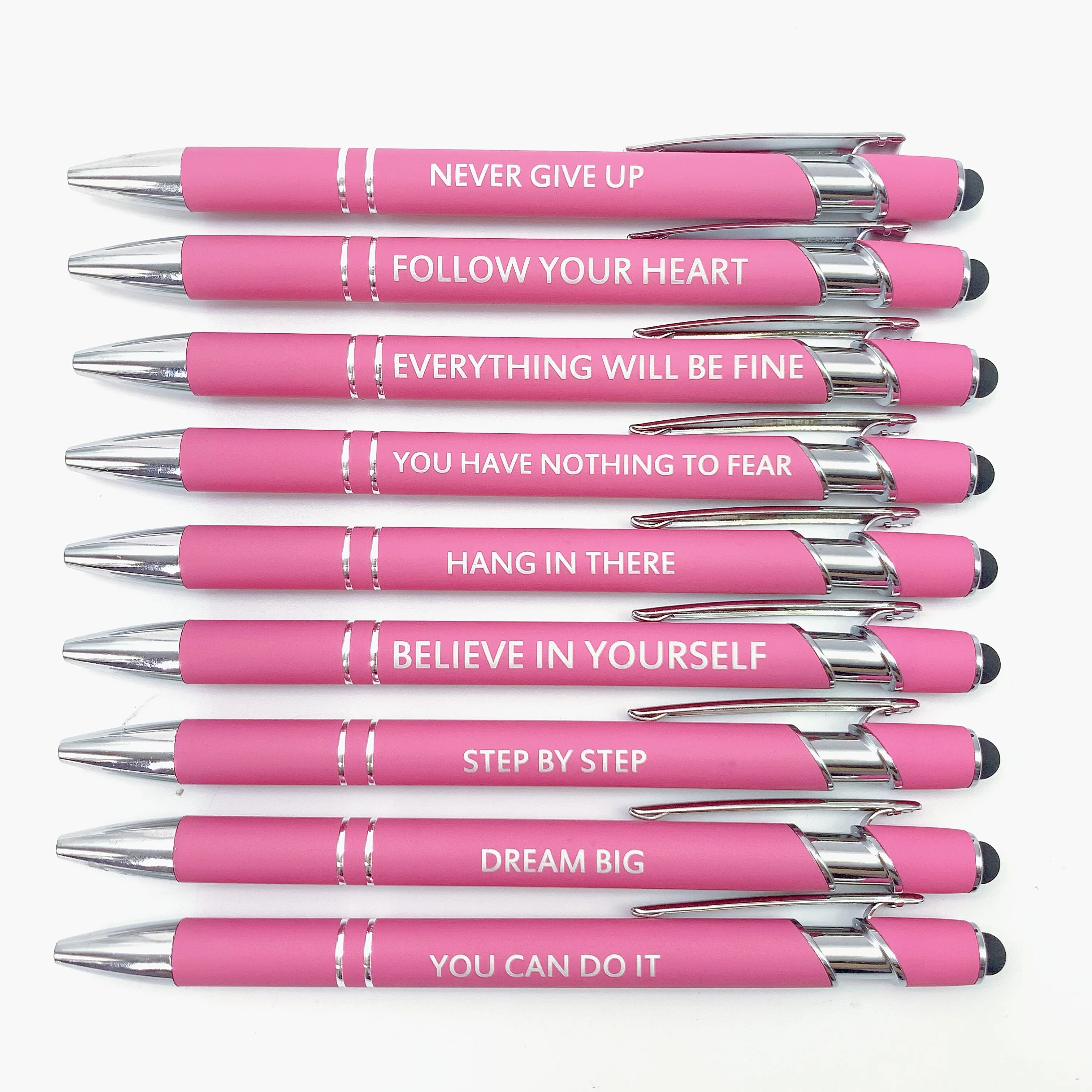 

9PCS pink inspirational ballpoint pen, inspirational phrases for classmates, teachers, colleagues, classroom stationery