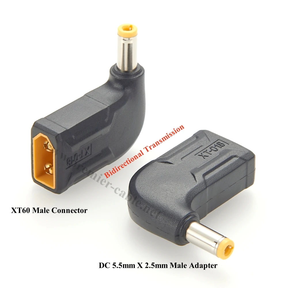 90 Degree XT60 to DC5525 Connector XT60 Male to DC 5.5mm X 2.5mm Male Power no Wire Adapter for FPV Drone RC Car LiPo Battery