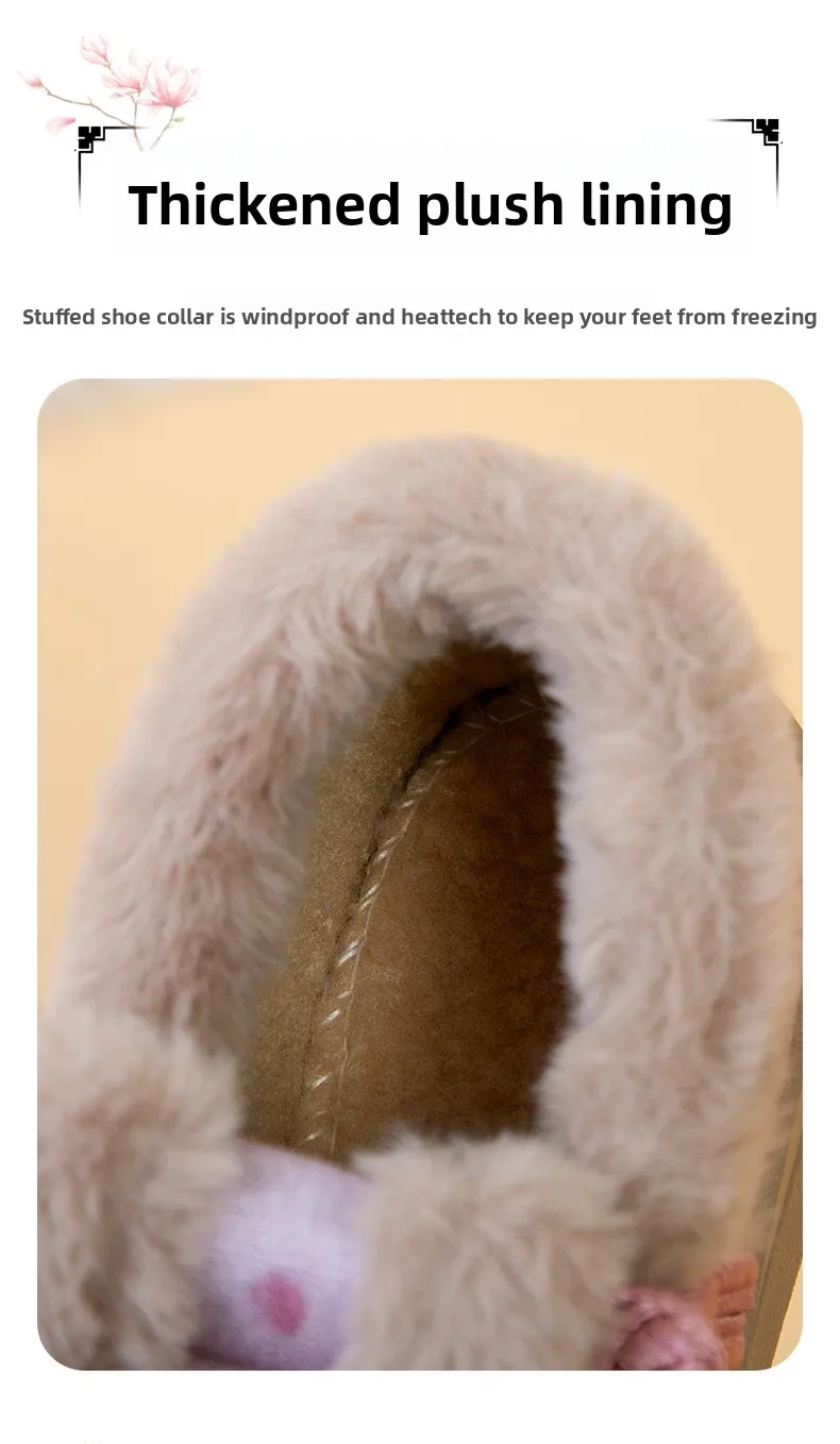 Damen-Winterschuhe mit Fleece-Futter, bestickt, im chinesischen Stil, mit Froschknopf, zum Hineinschlüpfen, rutschfeste, dicke Sohle, warme Freizeitschuhe. – Detail 3