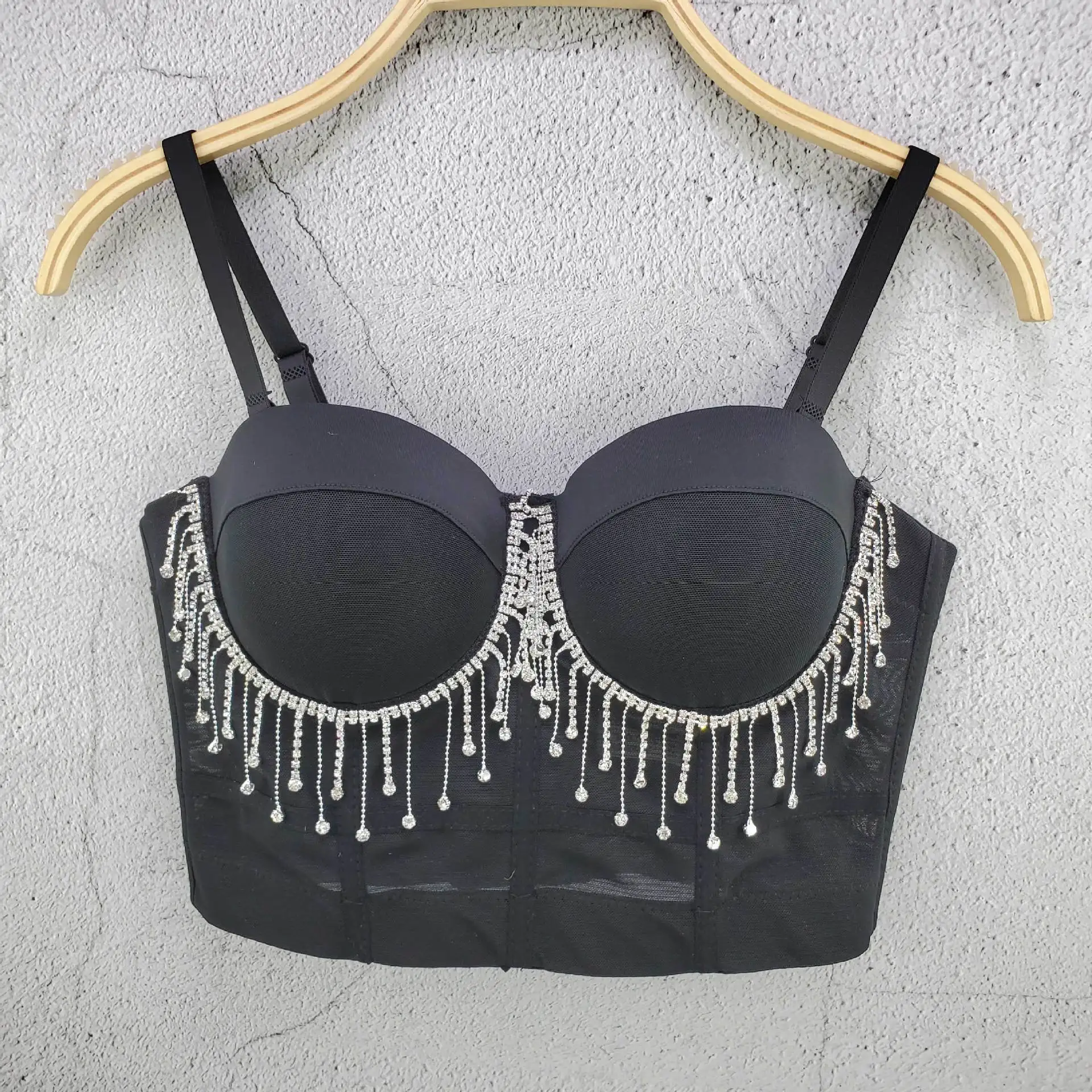

21 New Products Hanging Beads Inlaid With Diamond Mesh, Tassel Vest, Cute And Sexy Camisole, Slim Fit, Strapless Top For Women