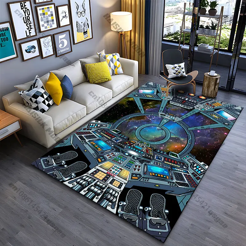 futuristic spaceship control cockpit carpet Yoga living room room decor children's crawling mat doormat area rug