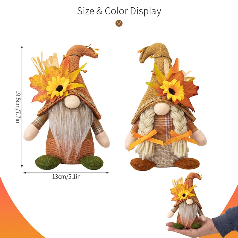 Fall Gnome Maple Leaf Sunflower Plush Faceless Doll Dwarf Decorations For Christmas Autumn Thanksgiving Decor Gifts