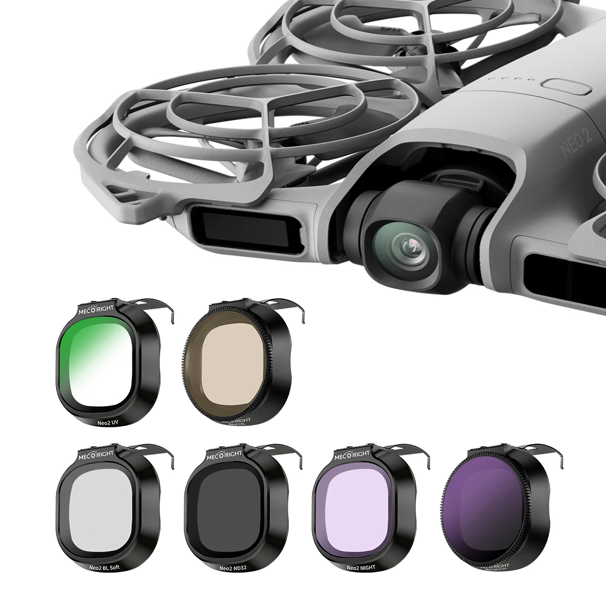 Mecoright Set di filtri per obiettivi fotografici professionali per drone DJI NEO 2 - Polarizzatori ND/CPL/UV/Nebbia nera/Filtro anti-inquinamento anti-luce
