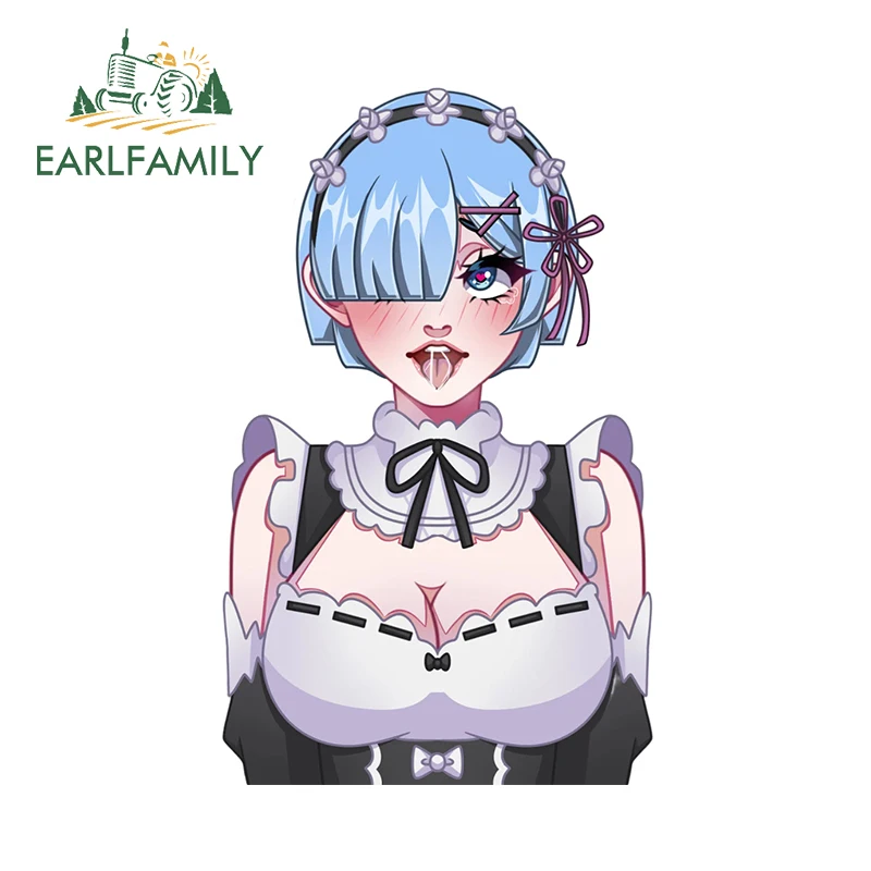 EARLFAMILY Rem Zero Hentai Boobs Waifu Car Stickers Ahegao Maiden Peeker Anime Original Car Accessories Sunscreen Graphics