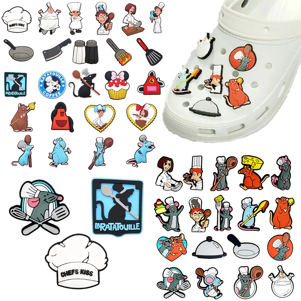 

18-100pcs Potdemiel Cartoon Ratatouille Series PVC Boys Girls Shoe Accessories Detachable Waterproof DIY Shoe Decorations Gifts