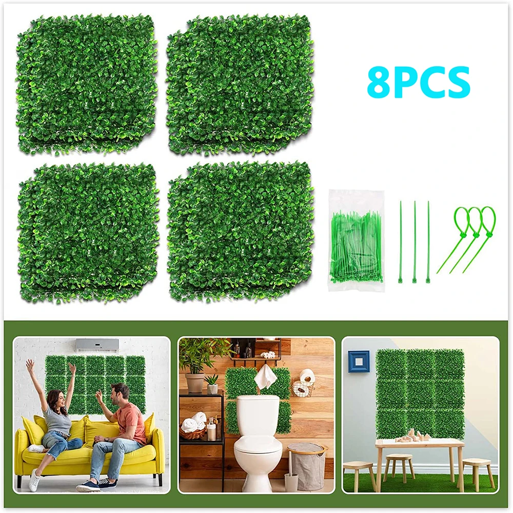 Artificial Boxwood Grass Backdrop Panels Topiary Hedge Plant UV Protected Privacy Screen Faux  for Garden Fence Backyard Wall