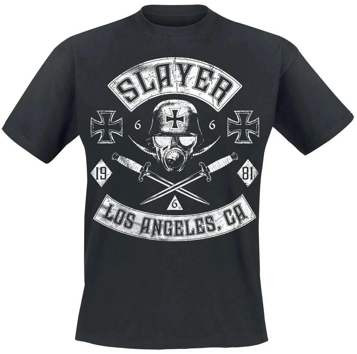Slayer 1981 LA Military Skull Cross Print Cotton T-shirt Men Thrash Metal Unisex Tee