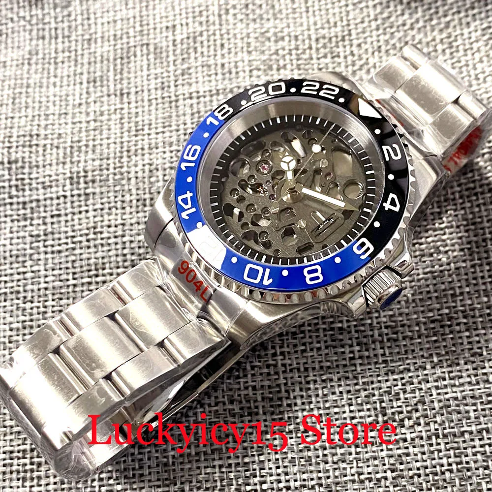 Tandorio Brand Luminous Hands 40MM NH72A Automatic Mechanical Men Watch Sapphire Glass Steel Brushed Strap