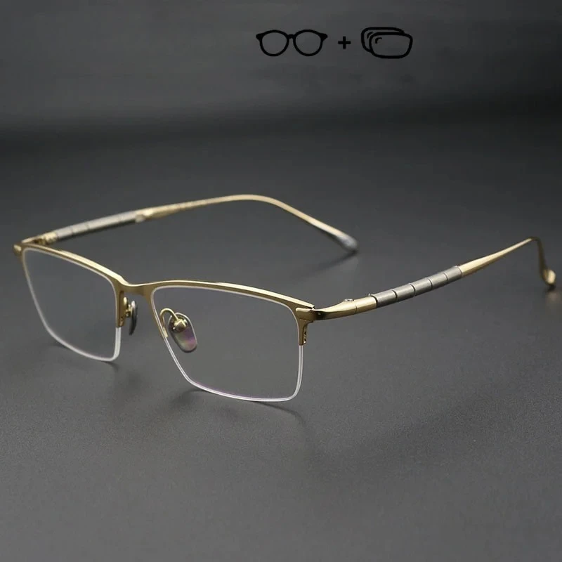 Braz الراقية النظارات الطبية الرجال قصر النظر مد البصر النظارات التقدمية التيتانيوم البصرية نصف الإطار مع وصفة عدسة