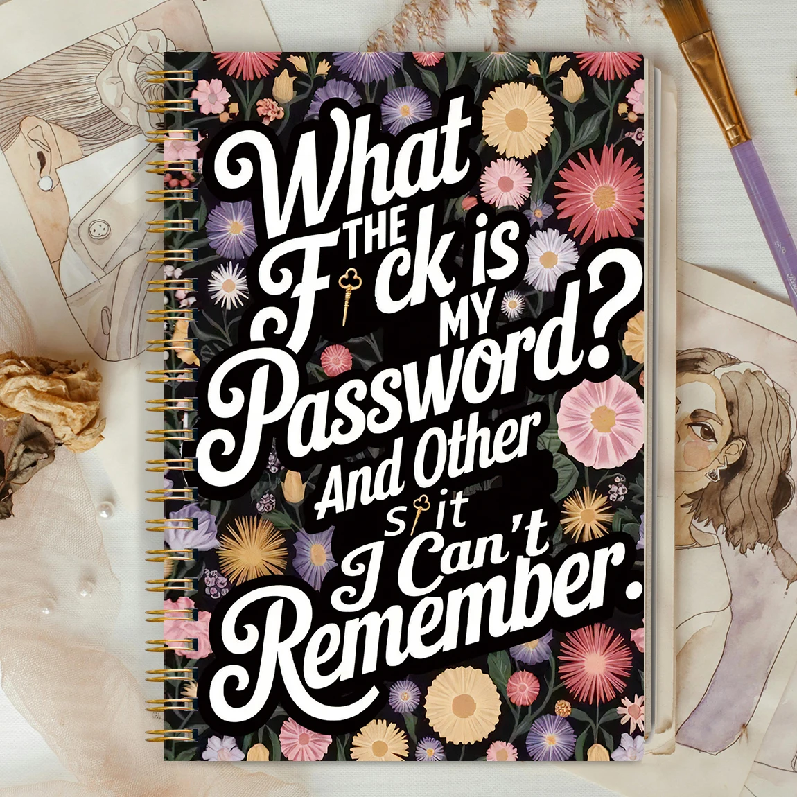 Funny Password Book A5 Spiral Notebook Password Organizer Journal Floral Cover Login Tracker Secure Record Book