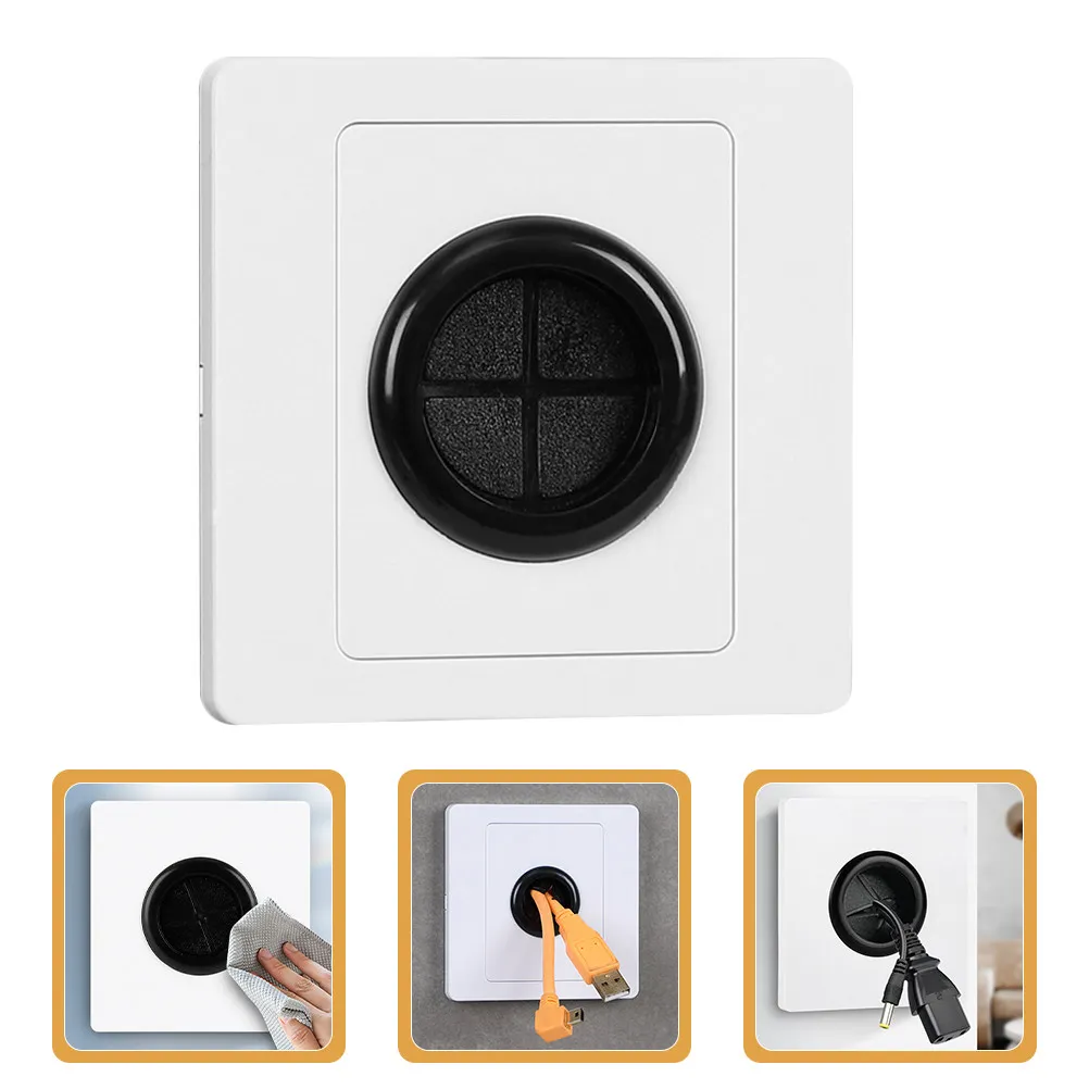 5Pcs Decorative Blank Wall Plate with Center Hole Cable Pass Through Insert for Home Office Theater Cable Management Wall Cover