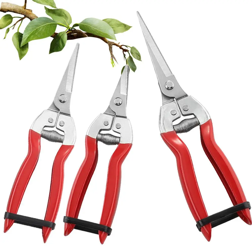 Garden Shears Anti-slip Leaf Trimmer Sharp Garden Scissors Stainless Steel Micro-Tip Snips Gardening Hand Pruner Pruning Tools