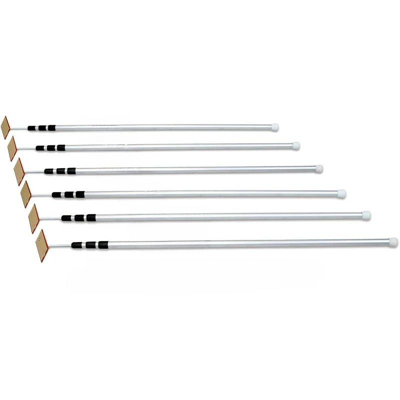 12 Foot Spring Loaded Dust Barrier Poles (Pack of 6), 6 Pack, Silver