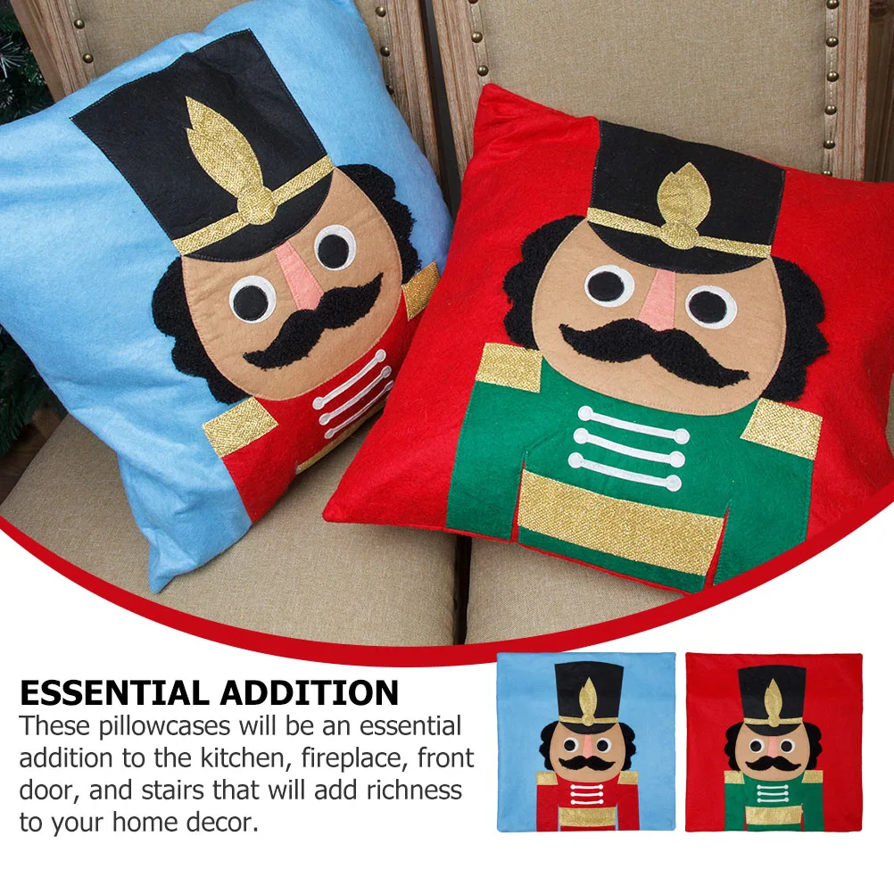 

2Pcs Christmas Decorative Pillow Covers Square Soldier Pillowcases Home Decor Env Friendly Premium Material Comfortable
