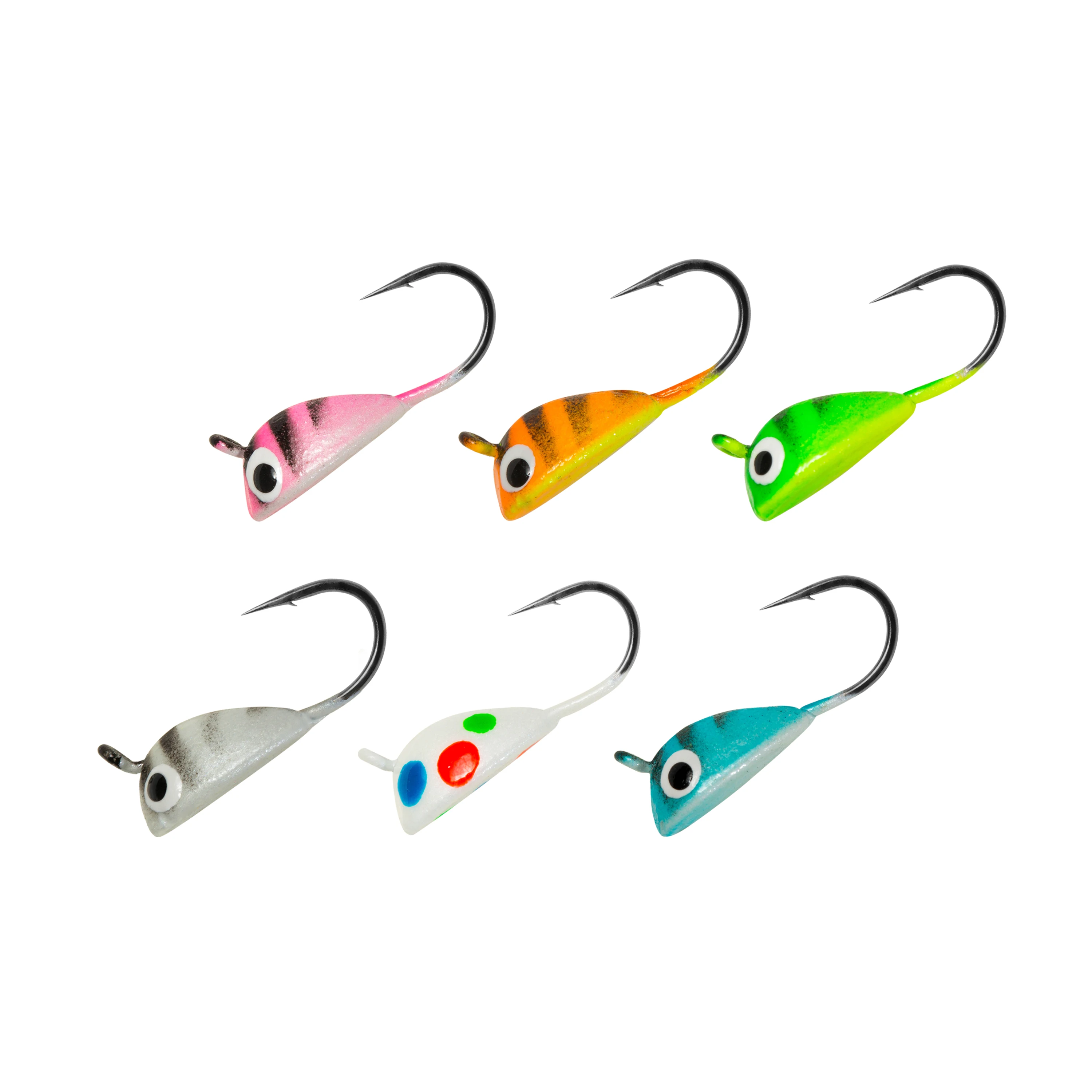 12 Pack or 6 Pack 0.53g-2.0g 6 Colors Lead Ice Jigs Assorted with Hyabusa Japanese Hook