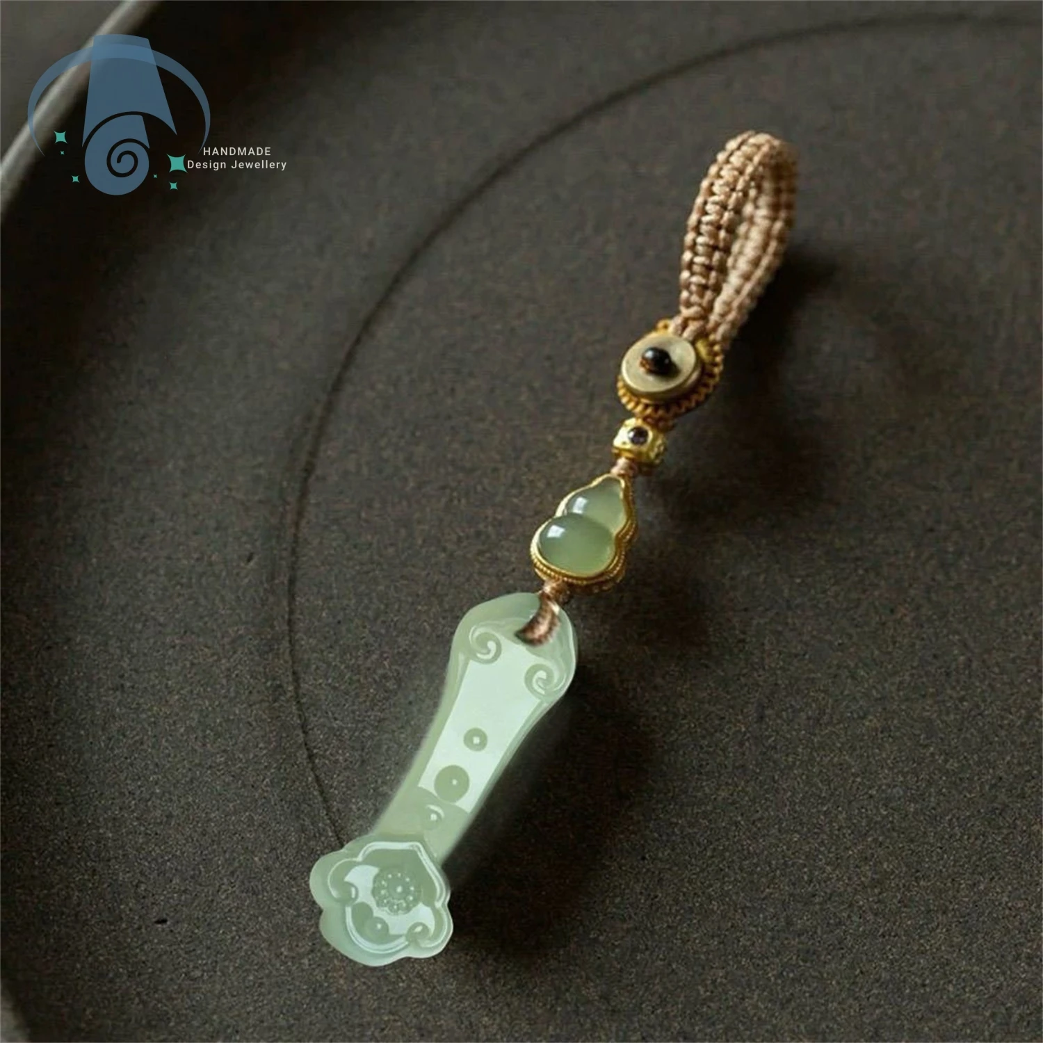 Natural Hetian Jade Ruyi Pendant Necklace Car Keychain Light Cyan Safety Charm Minimalist Unisex Polished Gift for Men Women Bag