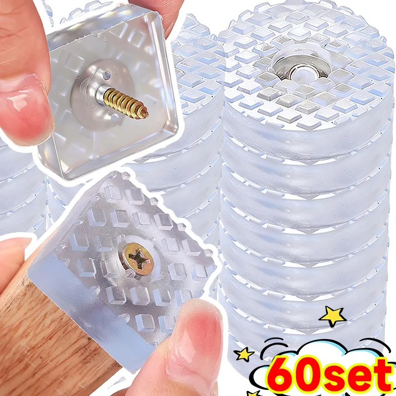 60/2 set trasparente antiscivolo morbido sedia tavolo piede gamba fondo facile installazione antiscivolo scivola protezione del pavimento in legno non rumore vite pad
