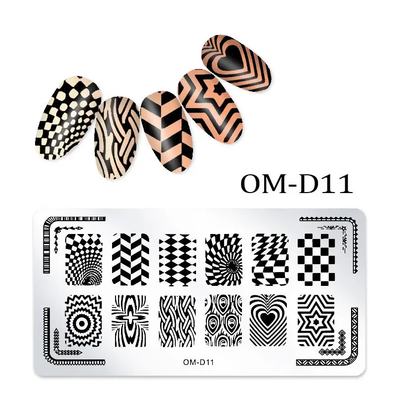 Geometry Stripe Design Stamping Plates Abstract Animal Leaves Flower Nail Stamp Templates Floral Printing Nail Art Stencil Tool