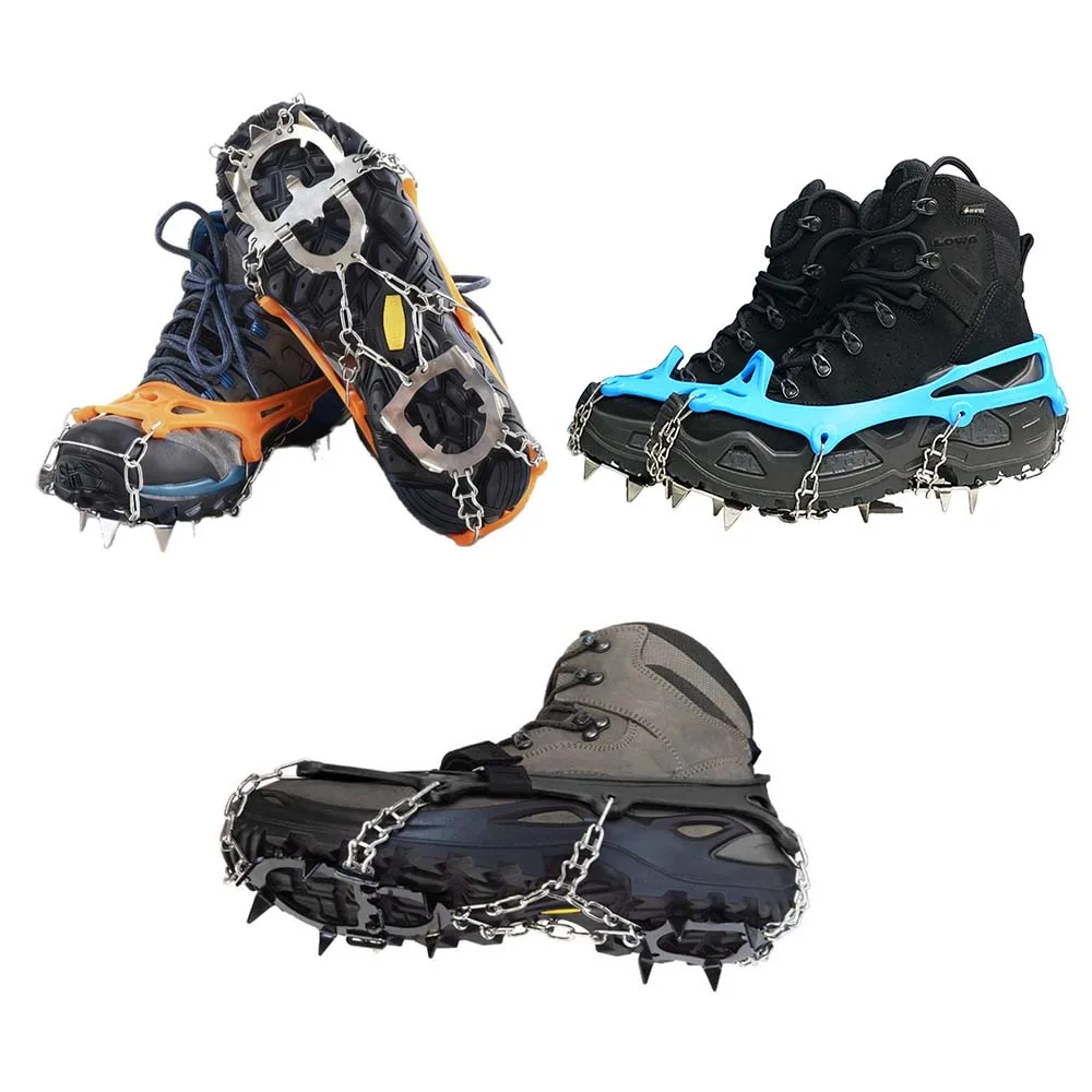 Rubber and Steel 13-Tooth Crampons for Ice Fishing Hiking and Snow Activities Providing Firm Grip and Stability