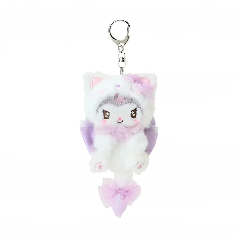Sanrio cream cat series kitty my melody Sweet Piano plush keychain kuromi cinnamoroll fluffy tail doll pendant backpack charm view 4