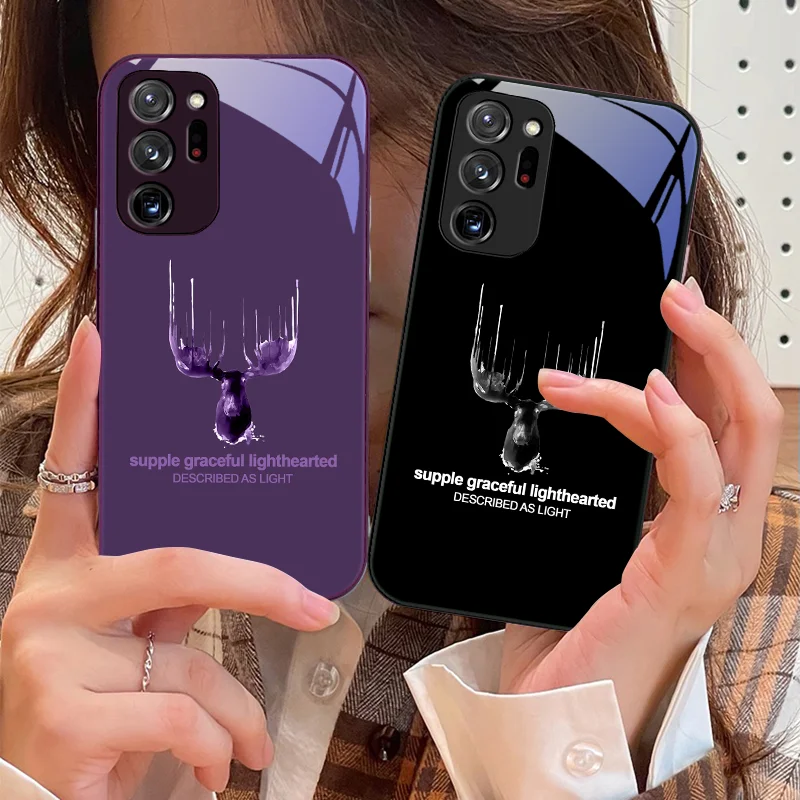 High end moose white for Samsung Galaxy Note 8 9 10 PRO 20 Ultra A01 02 03 Core 04E 4G 12 13 5G Tempering Glass Phone Case