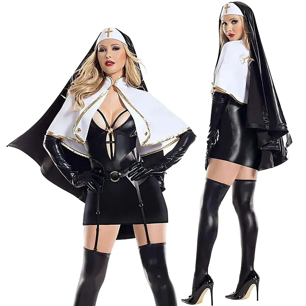 

Halloween European and American Christian Nun Sister Habit Cosplay Costume Purim Drama Stage Performance Nurse Fancy Dress