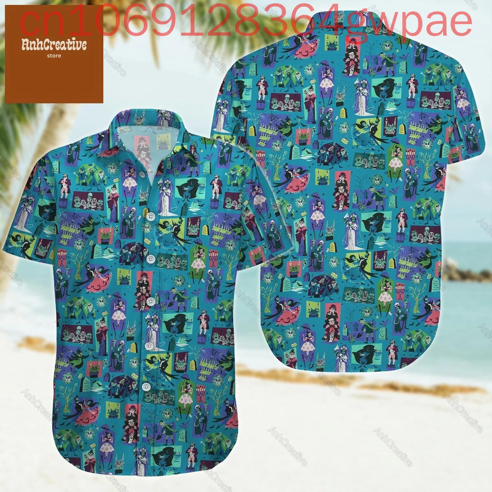 

Гавайская рубашка Disney с привидениями, мужская и женская детская рубашка, летняя повседневная рубашка на пуговицах с короткими рукавами, пляжные рубашки для отдыха, топы