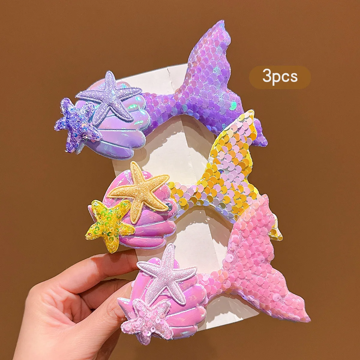 3 colorful fish tail shell hair clips with cute hairpins suitable for daily use as hair accessories