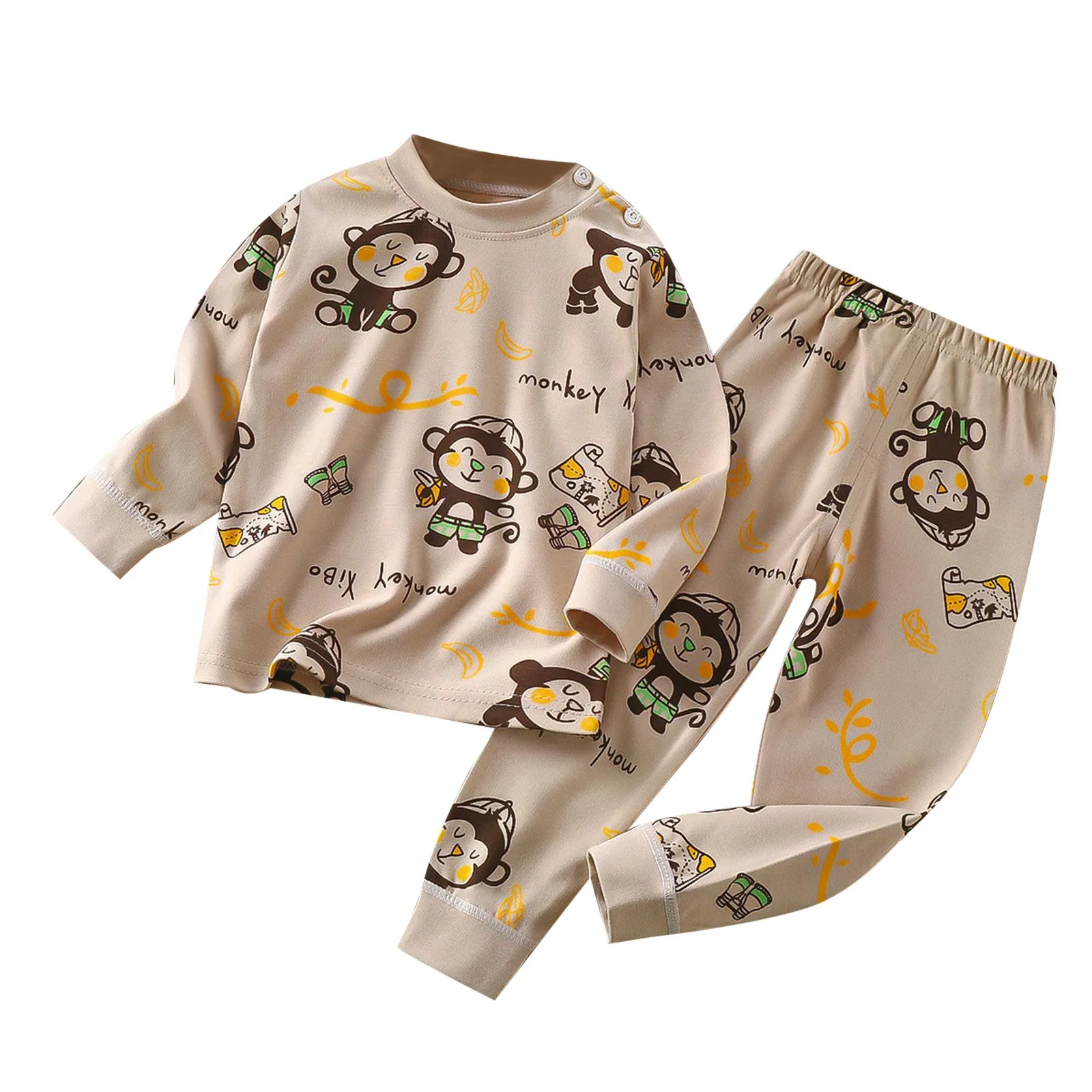 Autumn Children\'s Underwear Cartoon Animal Cute Printing Set Baby Warm Boys And Girls Long Sleeve Pajamas Boys Cotton Pajamas