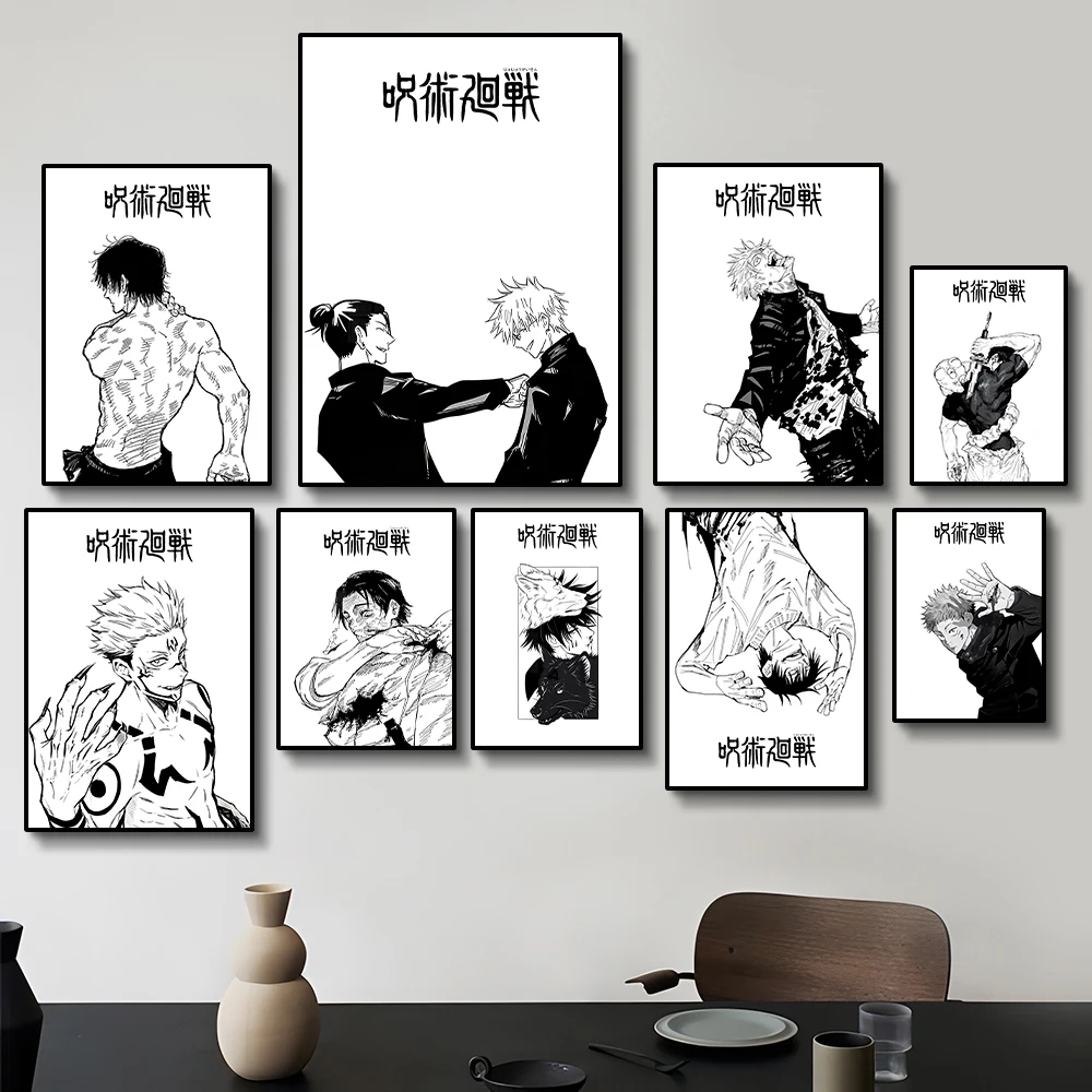 Jujutsu Kaisen Prints Poster Anime Figure Itadori Yuji Gojo Satoru Fushiguro Toji Canvas Painting Home Decor Art Poster-unframed