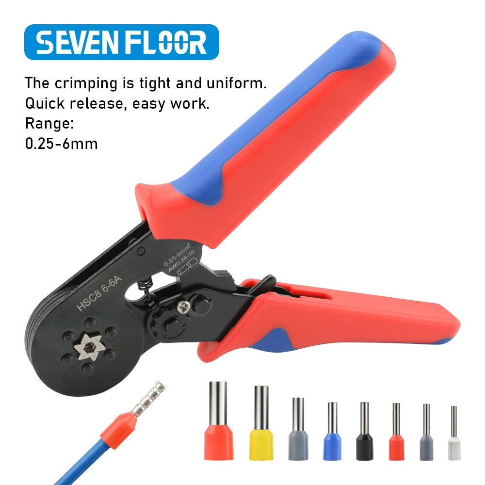 Ferrule Crimping Pliers HSC8 6-4A/6-6A Tubular Terminal Crimper Wire Ferrule Crimper Tools Household Electrical Kit With Box