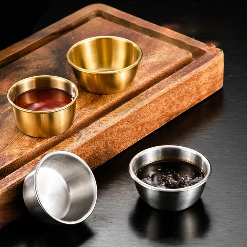 304 Edelstahl Kleine Gewürzschale Küchen-Saucenschälchen Ketchup-Dip-Schale Vorspeisen-Teller Sushi-Essig-Sojasaucen-Schälchen