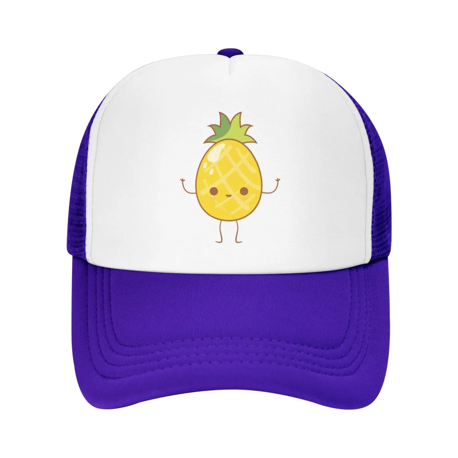 Funny Plays Well with Others Upside Down Pineapple Mesh Cap Baseball Cap Sun Dad Trucker Hat Purple