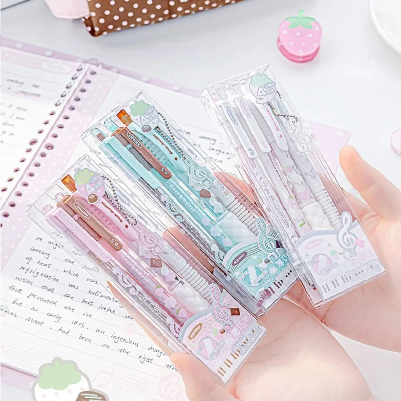 RosyPosy Chocolate Gel Ink Pens & Erasable Pen & Scented Pen 4pcs Set 0.5mm No Smudge Smooth Writing Cute Office School Supplies