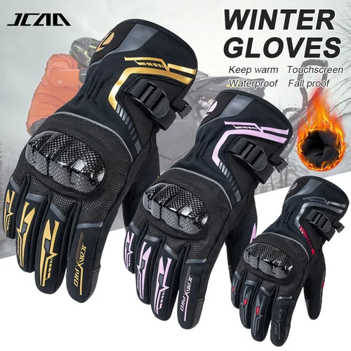 Imagen 1 del producto Guantes de Moto para hombre y mujer, resistentes al agua, cálidos, con pantalla táctil, protección de fibra de carbono, invierno 2025