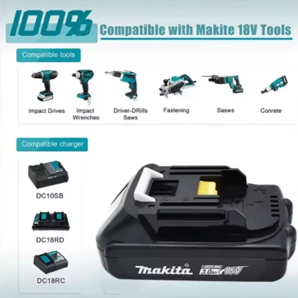 Lithium-ion Makita Original 18V 3.0Ah Rechargeable Power Tool Battery Charger and DGA404 DTD173 TWO04G DTW700 High-Quality - view 5