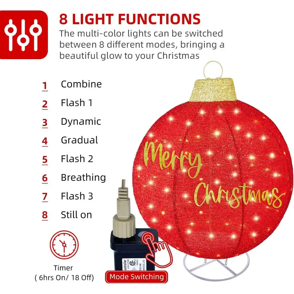 مجموعة زينة عيد الميلاد الخارجية المضيئة مع 290 مصباح LED، 8 أوضاع، لديكور الفناء - أحمر/أخضر/ذهبي #3