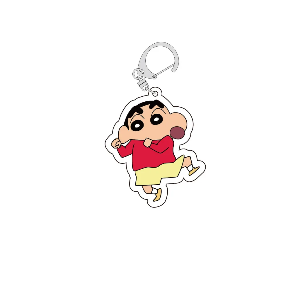 Crayon shin chan popular dos desenhos animados anime acrílico dupla face chaveiro mochila decoração acessórios festa neutra presente de aniversário