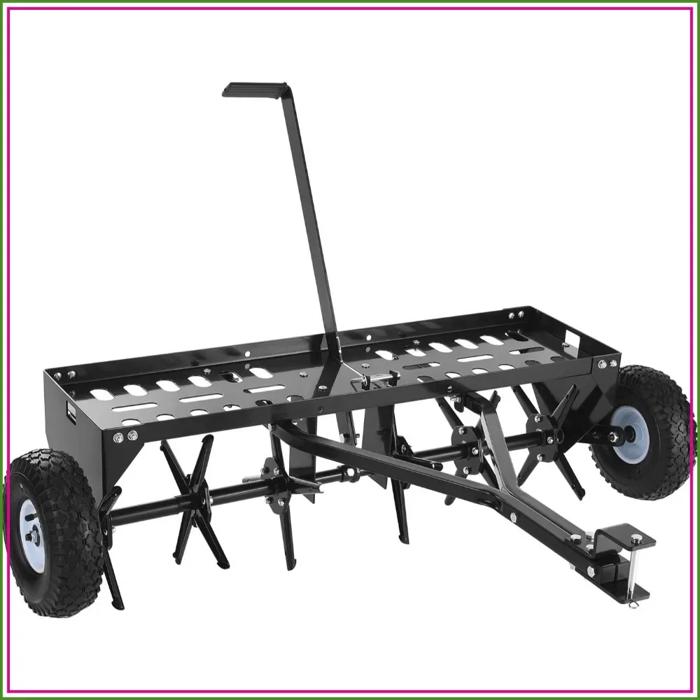 40in Tow Behind Lawn Core Aerator, Heavy Duty Spike Aerator for Tractor, 120lbs Capacity, Rust-Resistant