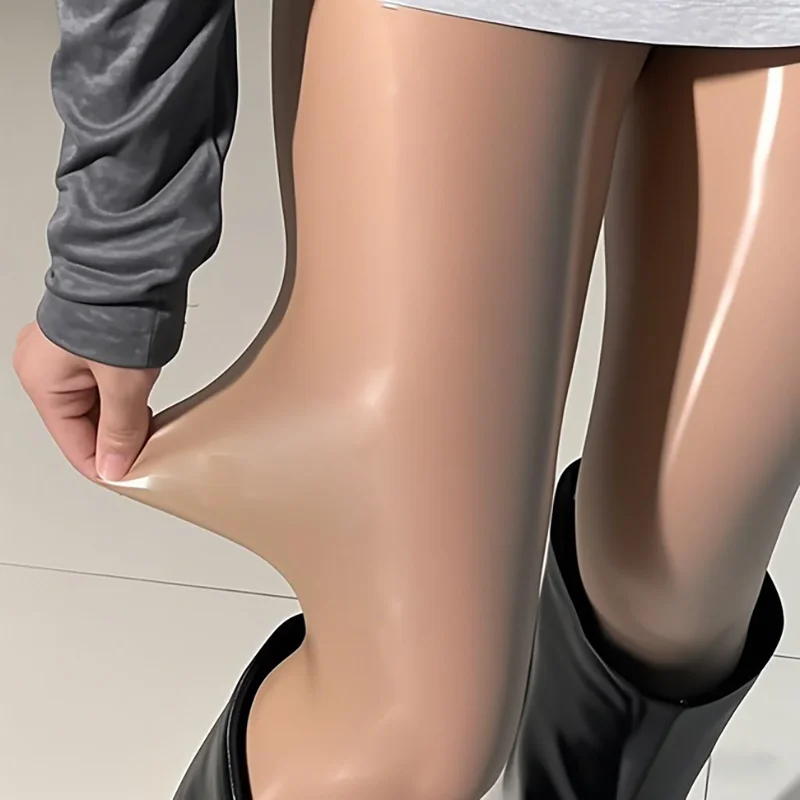 Glossy Reflective Ultra-Thin 8D Silk Stockings Women's Black Long Tube Socks Smooth Silky Feel Insertable Horse Oil Pantyhose image 5