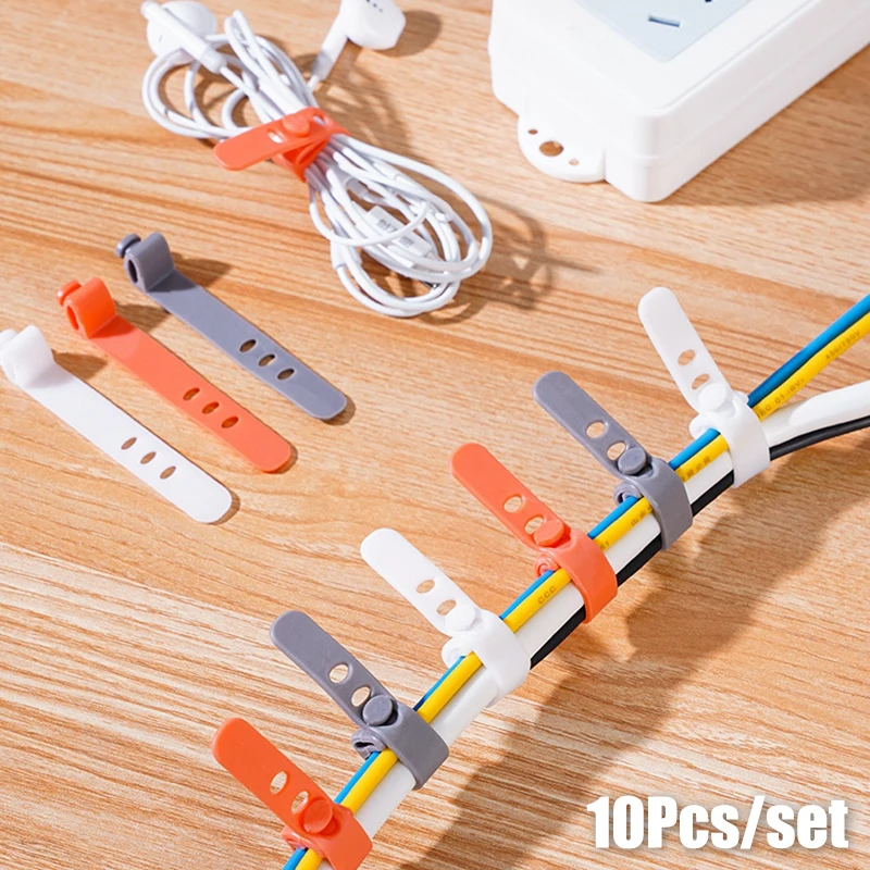 10 szt. Organizer do kabli elektrycznych, uchwyt na kable słuchawkowe z 3 otworami, zwijacz kabli, organizer kabli, silikonowe opaski do kabli danych