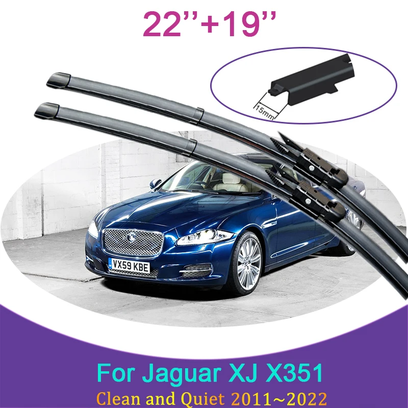 for Jaguar XJ X351 2011~2022 2016 2017 2018 2019 Frameless Rubber Wipers Snow Scraping Front Windshield Brushes Car Accessories