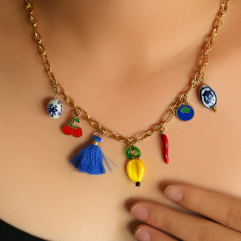 EILIECK 316L Edelstahl Tulpenblüten-Anhänger Halskette für Damen 18K PVD-beschichtet Wasserdicht Modische Halskette Schmuck Geschenk – Detail 9