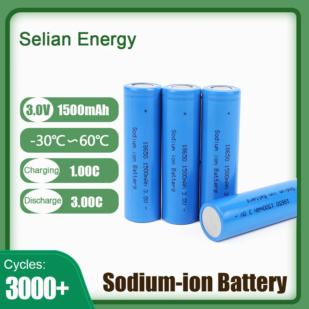 SelianEnergy 18650 Rechargeable Battery Grade A Sodium-ion Cell 3.1V 1500mAh For DIY 4S 12V 24V Electric Vehicle Bicycle