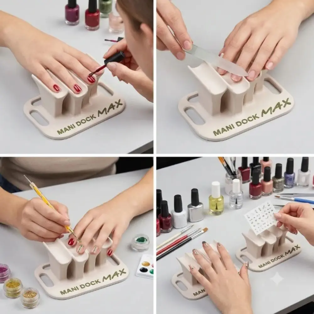 Easy To Operate 3D Printed Nail Art Rest Stand 4-Fingers Ergonomic Nail Brace Multifunctional Nail Polishing Stand Gel Polish