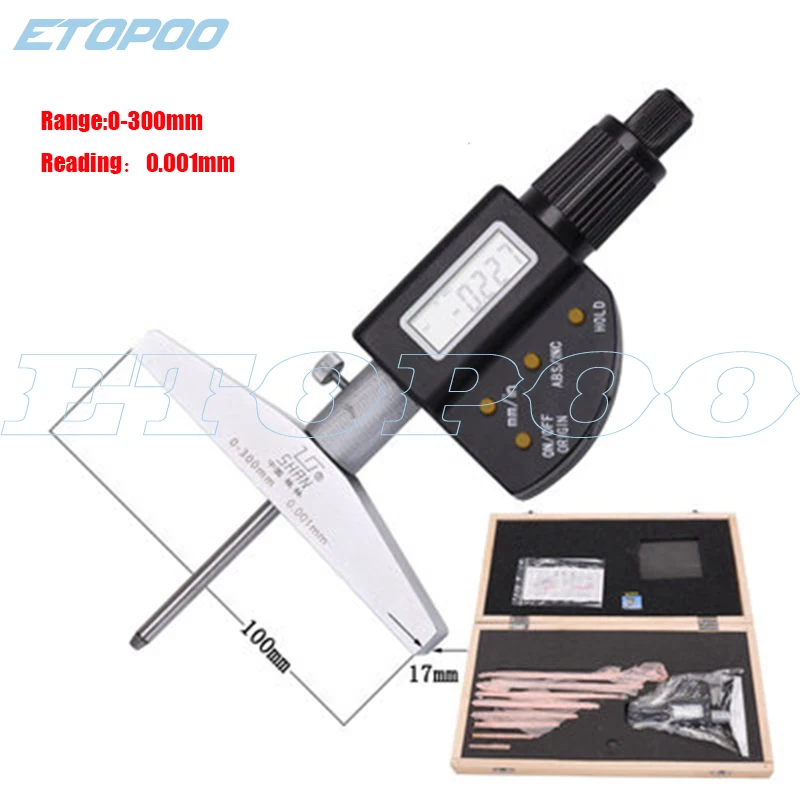 25mm 50mm 100mm 0-150mm digital depth micrometer  0.001mm Electronic Depth Micrometer Base Machinist Mico Gauge deep micrometer