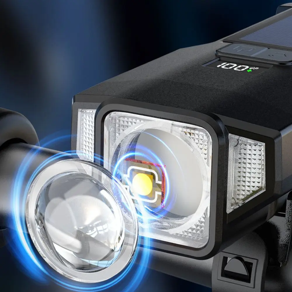 Waterproof Solar Bicycle Light LED Cycling Front Headlight Anti Glare Safety Lamp For MTB Road Bike Night Accessories