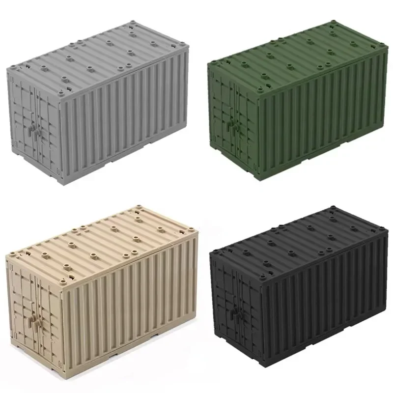 Moc Militaire Container Bouwstenen Doos Ww2 Oorlog Basis Technische Creatieve Diy Juguete Bloques Brinquedos Speelgoed Voor Jongens