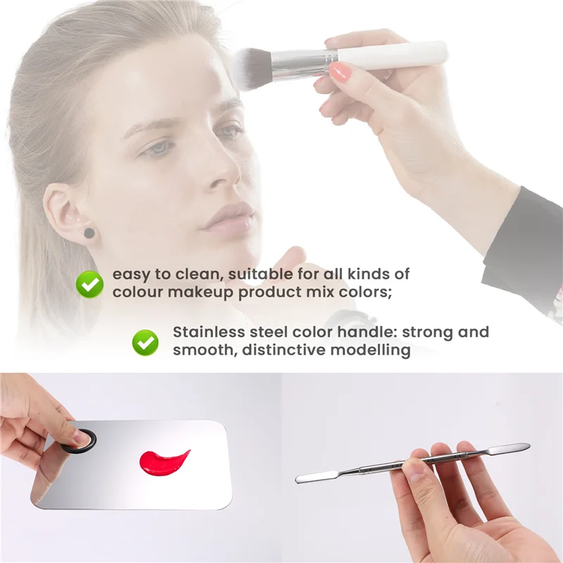 A05G-Paleta de maquillaje profesional, bandeja de maquillaje mixto, paleta de base líquida de acero inoxidable, herramientas de maquillaje de arte de acuarela