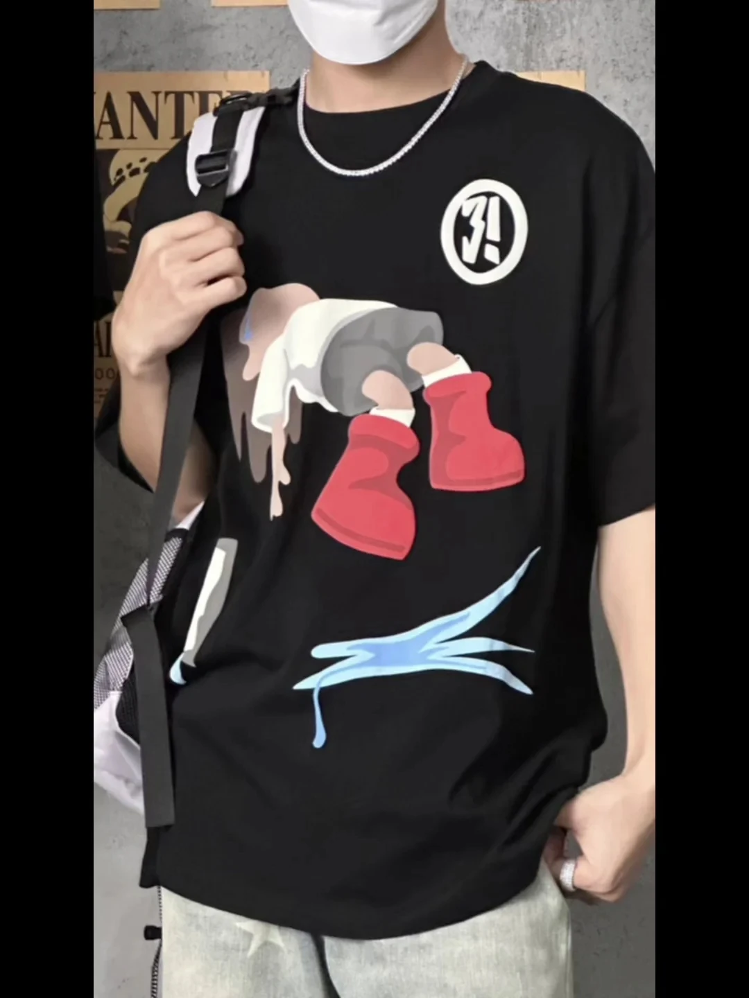 

Trendy Brand Summer Lazy Style Short Sleeved Printed T-Shirt For Couples Instagram Trend Cartoon Loose Half Sleeved